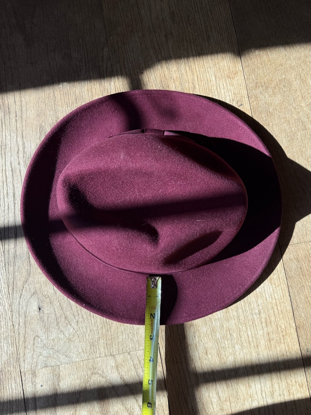 Men's Wool Fedora Hat - Burgundy - Picture 6 of 7